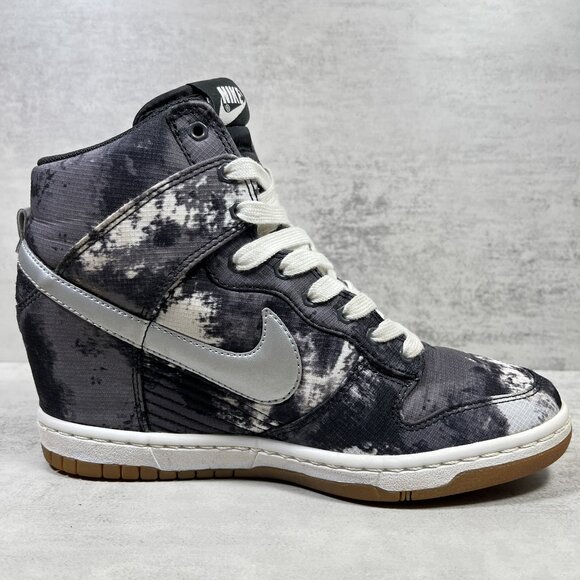 Nike Dunk Sky Hi Print Hidden Wedge Sneakers - Women's Size 7.5 - Silver Tie Dye - Picture 2 of 11